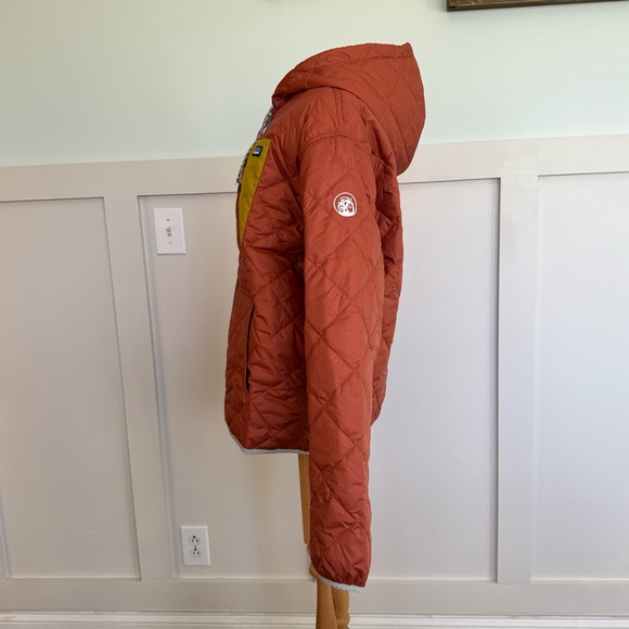 Patagonia Diamond Quilted Bomber Hoody Women’s Large Orange Rust Outdoor Rare - Picture 5 of 14
